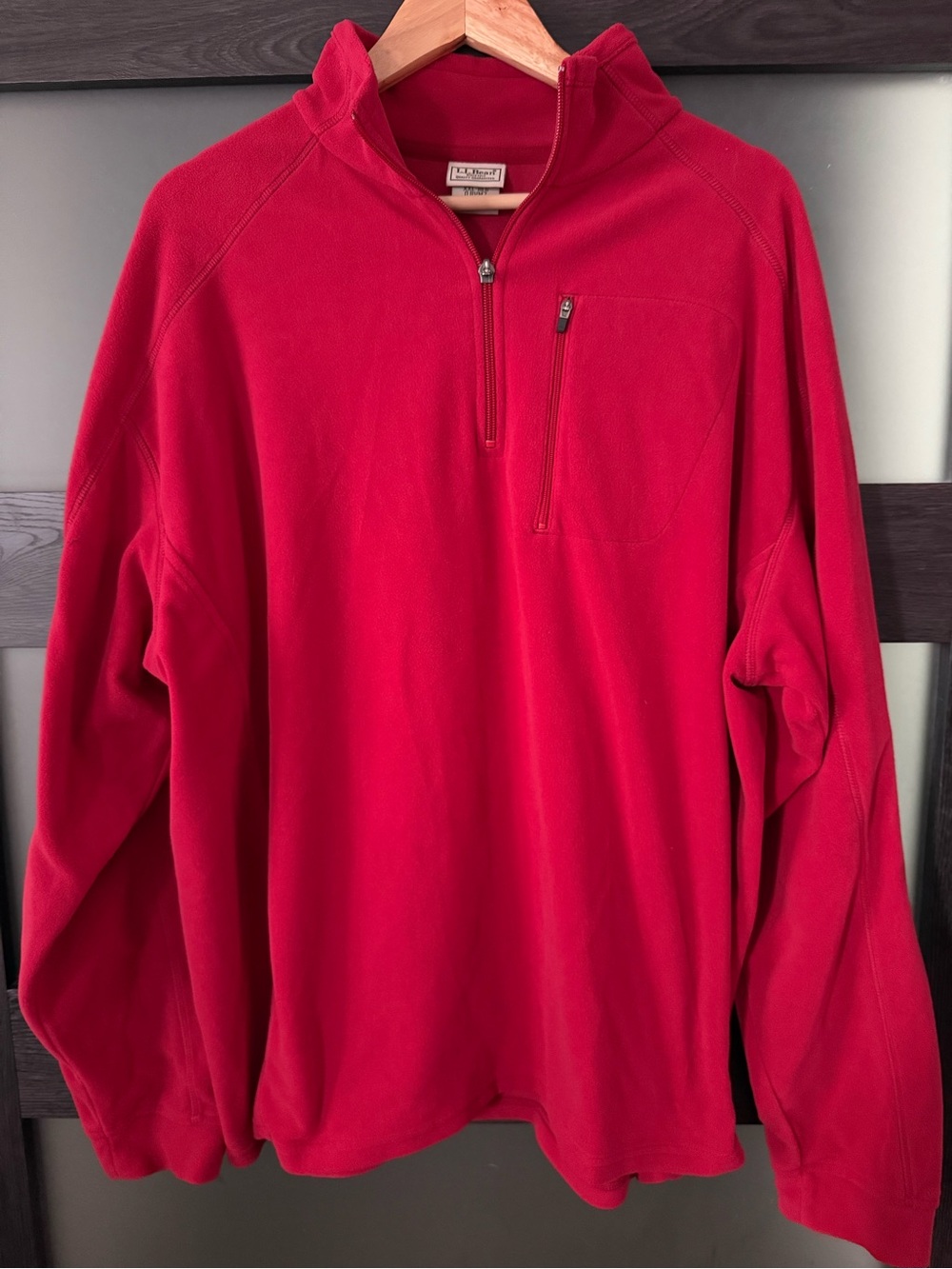 LL Bean Red Plush Quarter Zip Pullover XXL